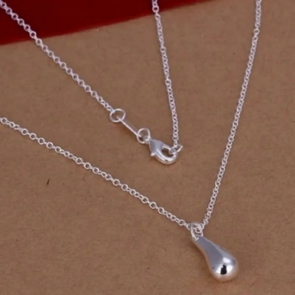 925 Sterling Silver Waterdrop Jewelry Set Bracelet Necklace Earrings Ring - Picture 8 of 16